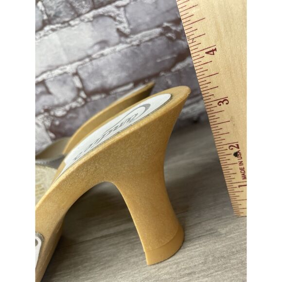 Candie's White Leather Platform Wooden Heel Sandals Women Sz 8M US/39EU Y2K 90’s - Picture 9 of 16